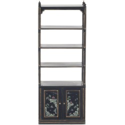 Dolls House Black Chinese Open Display Cabinet JBM Miniature Living Room Furniture