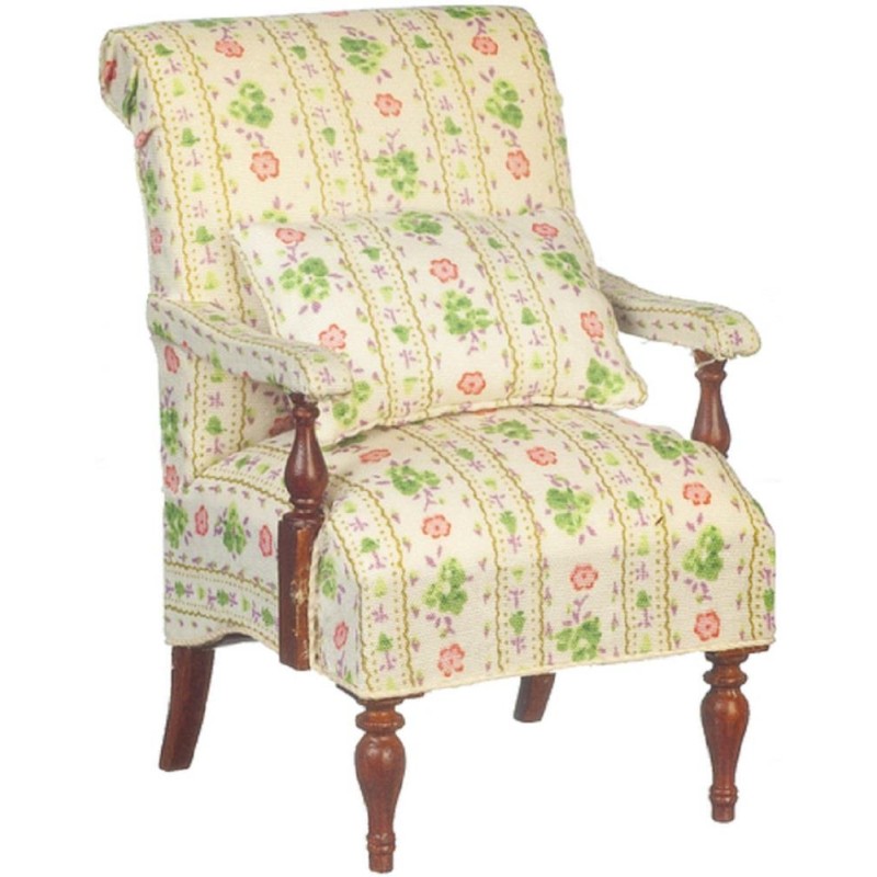Dolls House Floral 1850 Oxford Easy Chair JBM Miniature Living Room Furniture