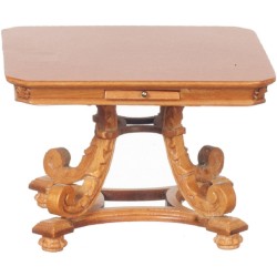 Dolls House Maple Square Top Carved Table JBM Miniature Dining Room Furniture Dolls House Maple Square Top Carved Table JBM Miniature Dining Room Furniture