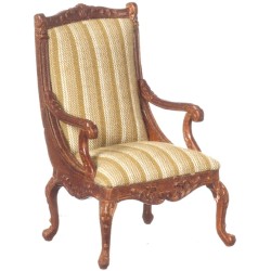 Dolls House Walnut Show Wood Frame Armchair JBM Miniature Living Room Furniture