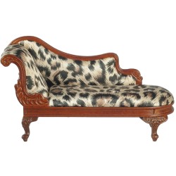 Dolls House Victorian French Rococo Chaise Longue Walnut JBM Furniture 1:12