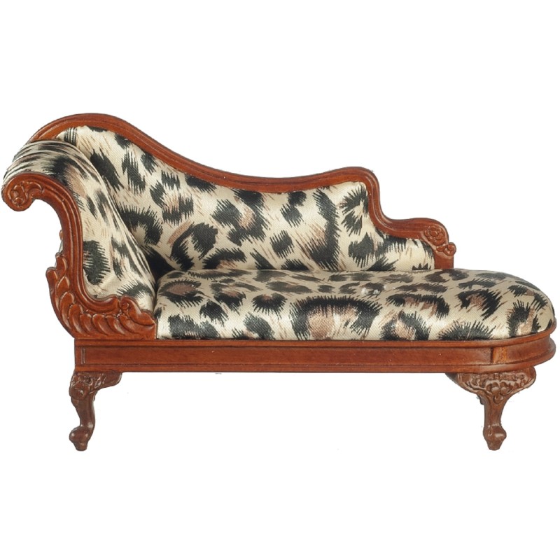 Dolls House Victorian French Rococo Chaise Longue Walnut JBM Furniture 1:12