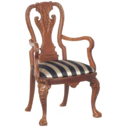 Dolls House Walnut Queen Anne Carver Chair JBM Miniature Dining Room Furniture Dolls House Walnut Queen Anne Carver Chair JBM Miniature Dining Room Furniture