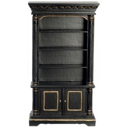 Dolls House Black & Gold Bookcase Cabinet JBM Miniature Study Furniture 1:12