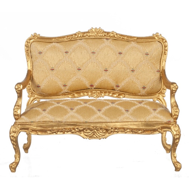 Dolls House Gold Louis XV Rococo Gold Sofa Settee Miniature JBM Furniture 1:12