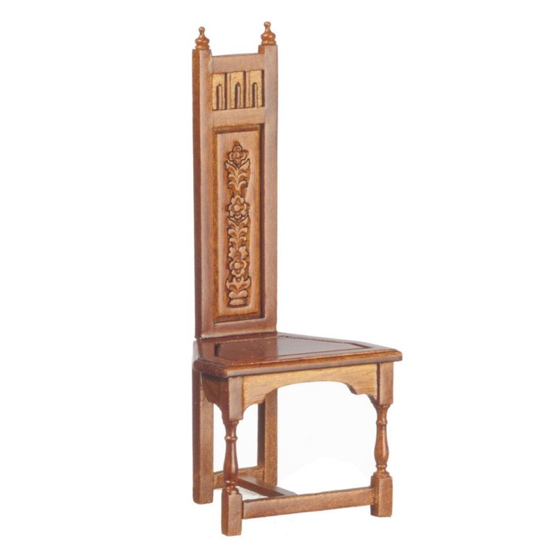 Dolls House Gothic Tall Back Side Chair JBM Miniature Walnut Dining Furniture