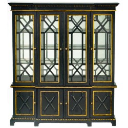 Dolls House Georgian Bookcase Cabinet Black & Gold JBM Miniature Study Furniture