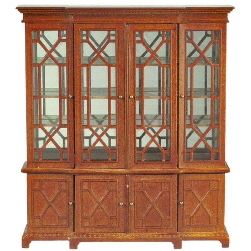 Dolls House Georgian Bookcase Display Cabinet JBM Miniature Walnut Study Furniture