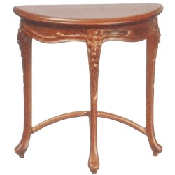Dolls House Walnut Art Nouveau Half Moon Demi Table JBM Miniature Hall Furniture