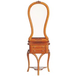 Dolls House Art Deco Dressing Table & Mirror JBM Walnut Bedroom Furniture 1:12