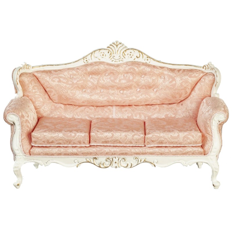 Dolls House Sofa Settee Louis XV Rococo Baroque Pink Miniature JBM Furniture 1:12