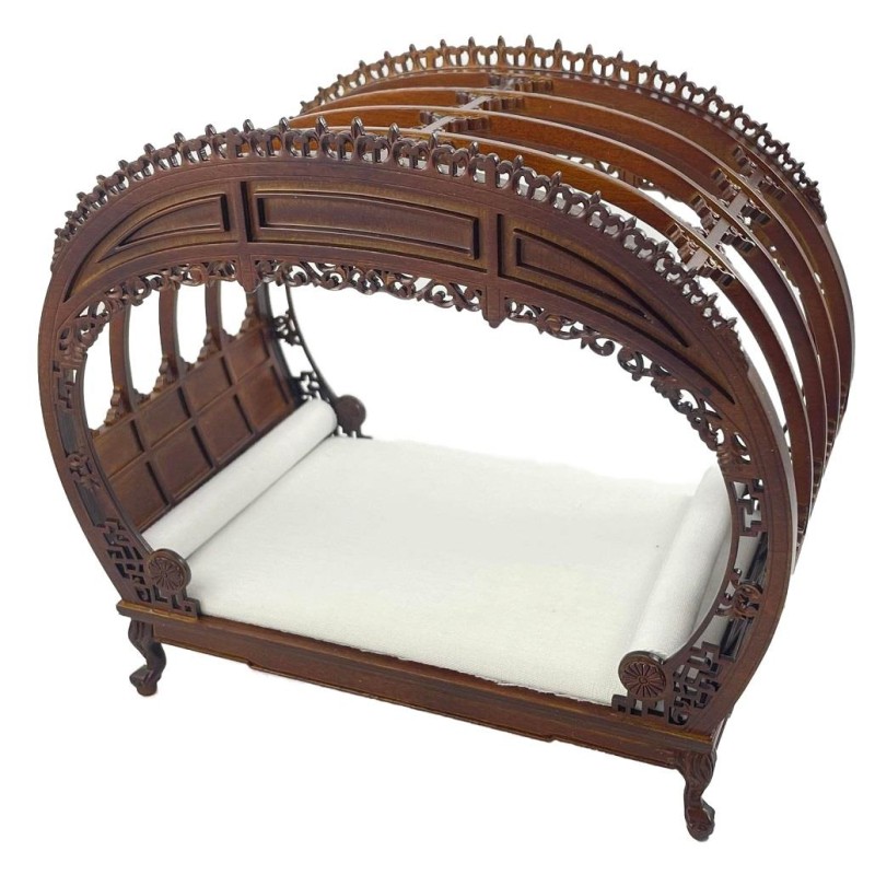 Dolls House Medium Walnut Victorian Chippendale Double Bed JBM 1:12 Furniture