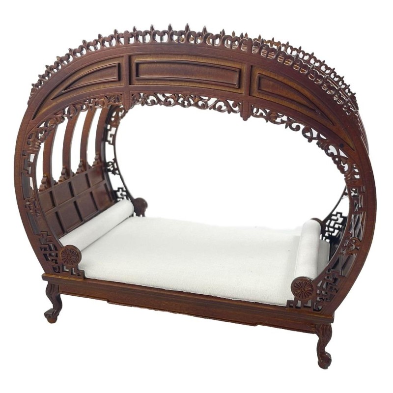 Dolls House Medium Walnut Victorian Chippendale Double Bed JBM 1:12 Furniture