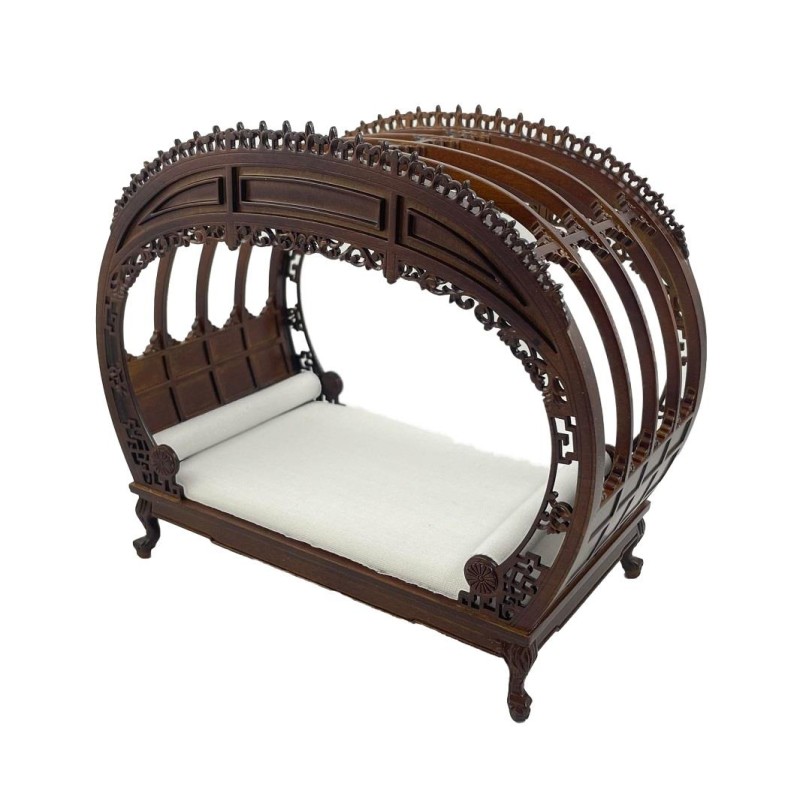 Dolls House Medium Walnut Victorian Chippendale Double Bed JBM 1:12 Furniture