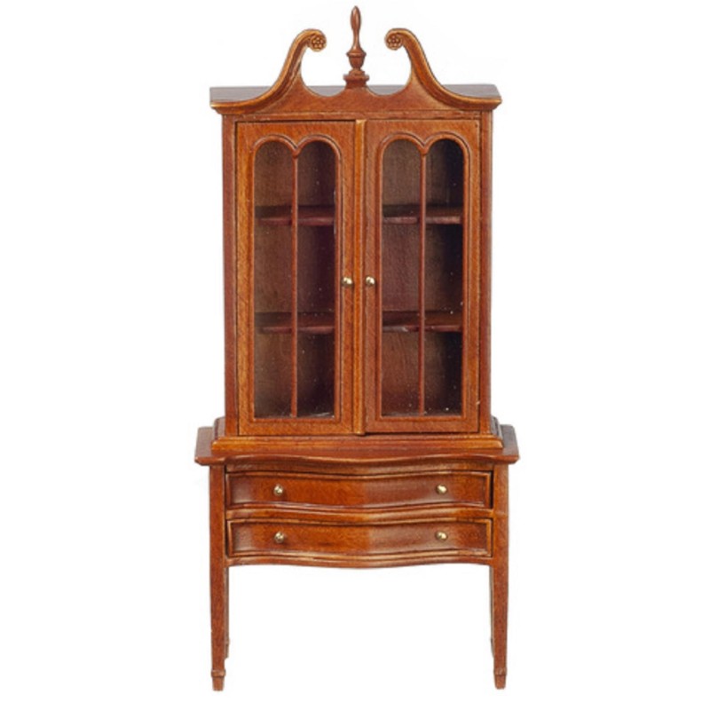 Dolls House Display Cabinet Walnut Hepplewhite Edwardian JBM Miniature Furniture