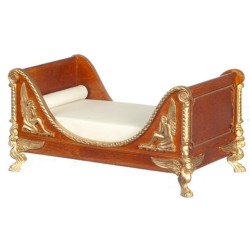 Dolls House Single Sleigh Bed Ferdinand II JBM Miniature Walnut Furniture 1:12
