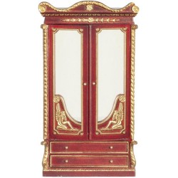 Dolls House Mahogany Mirrored Armoire Wardrobe JBM Miniature Bedroom Furniture