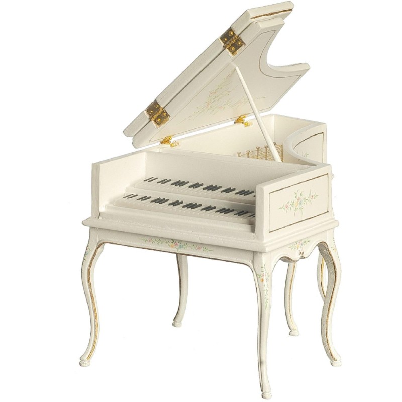 Dolls House Grand Piano French Baroque White JBM Music Room Furniture 1:12 Scale