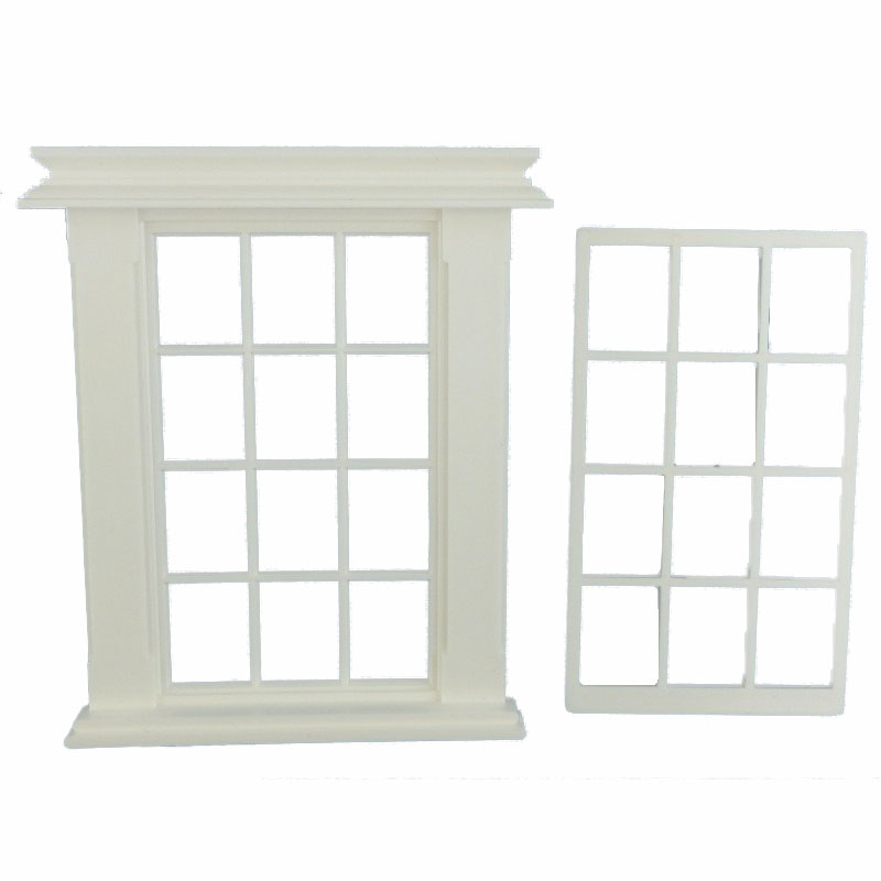 Melody Jane Dolls House 1:24 Scale Classic White Plastic 2 Pane Georgian Window 