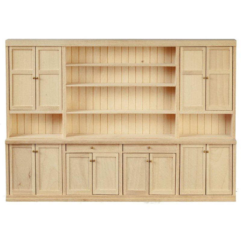 Dolls House Wall Unit with Cupboards Unfinished JBM Miniature Kitchen Furniture
