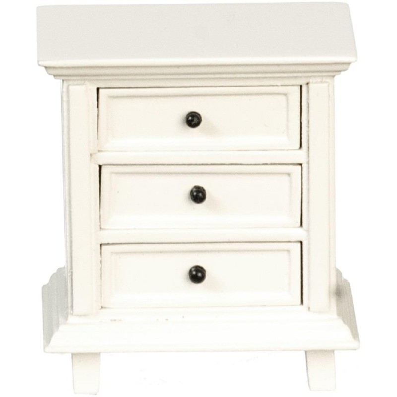 Dolls House White Country Nightstand Bedside Chest JBM Miniature Bedroom Furniture