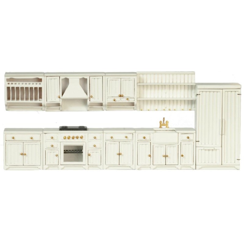 Dolls House White Complete Kitchen Set 1:24 Half Inch JBM Miniature Furniture