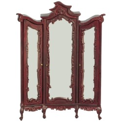 Dolls House Carved French Armoire Wardrobe JBM Mahogany Bedroom Furniture