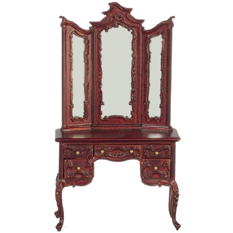 Dolls House Victorian Mahogany Dressing Table with Mirror JBM Bedroom Furniture