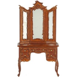 Dolls House Victorian Walnut Triple Mirror Dressing Table JBM Bedroom Furniture