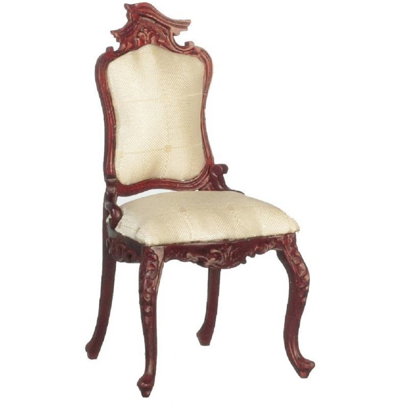 Dolls House Victorian Cream Side Chair JBM Miniature Mahogany Dining Room Furniture
