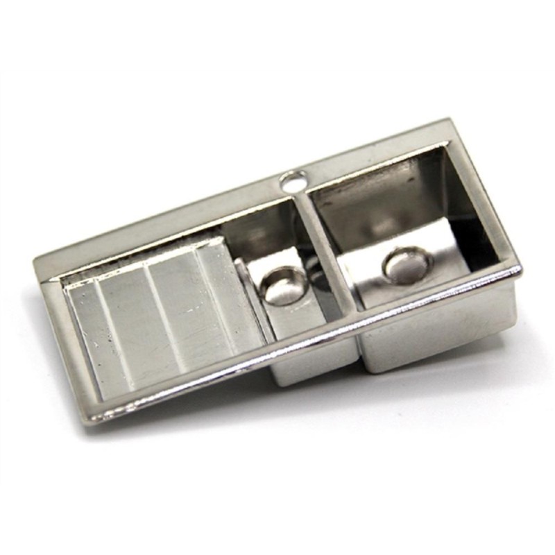 Dolls House Chrome Kitchen Sink Miniature Modern 1:24 Scale Half Inch Accessory