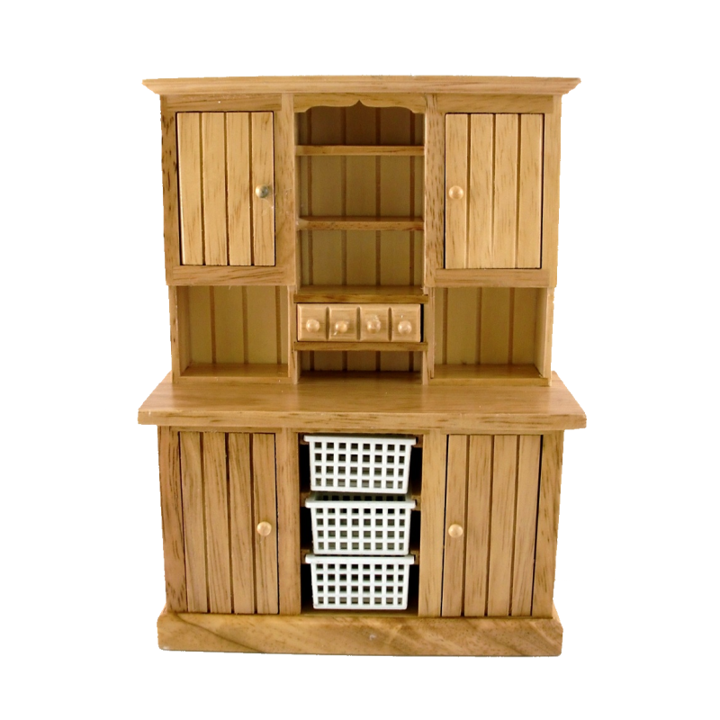 Dolls House Large Oak Dresser with Basket Drawers Miniature Kitchen Furniture