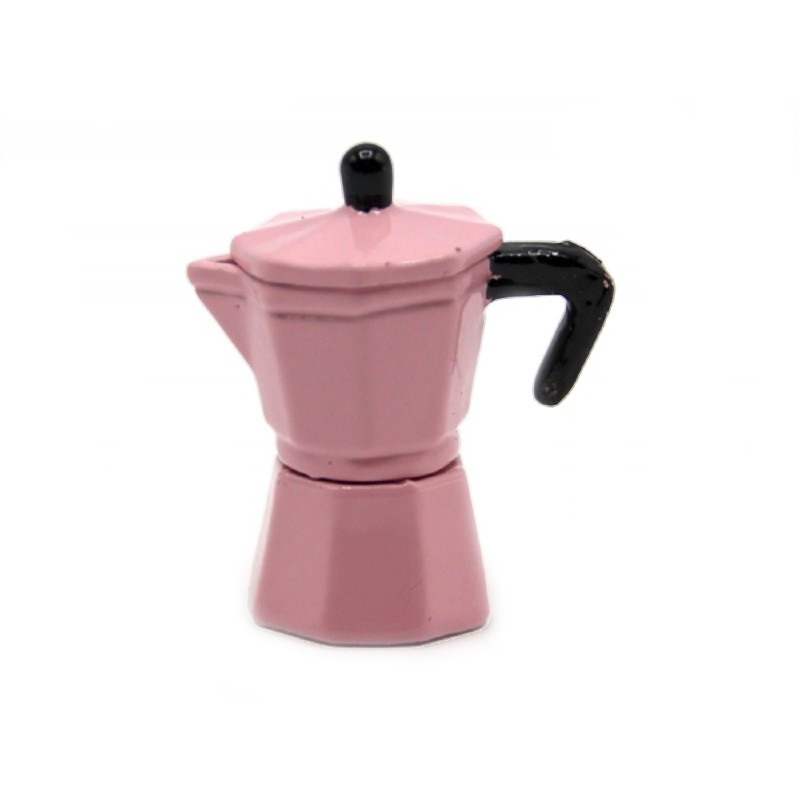 Dolls House Pink Italian Espresso Coffee Pot Miniature Kitchen Stove Accessory