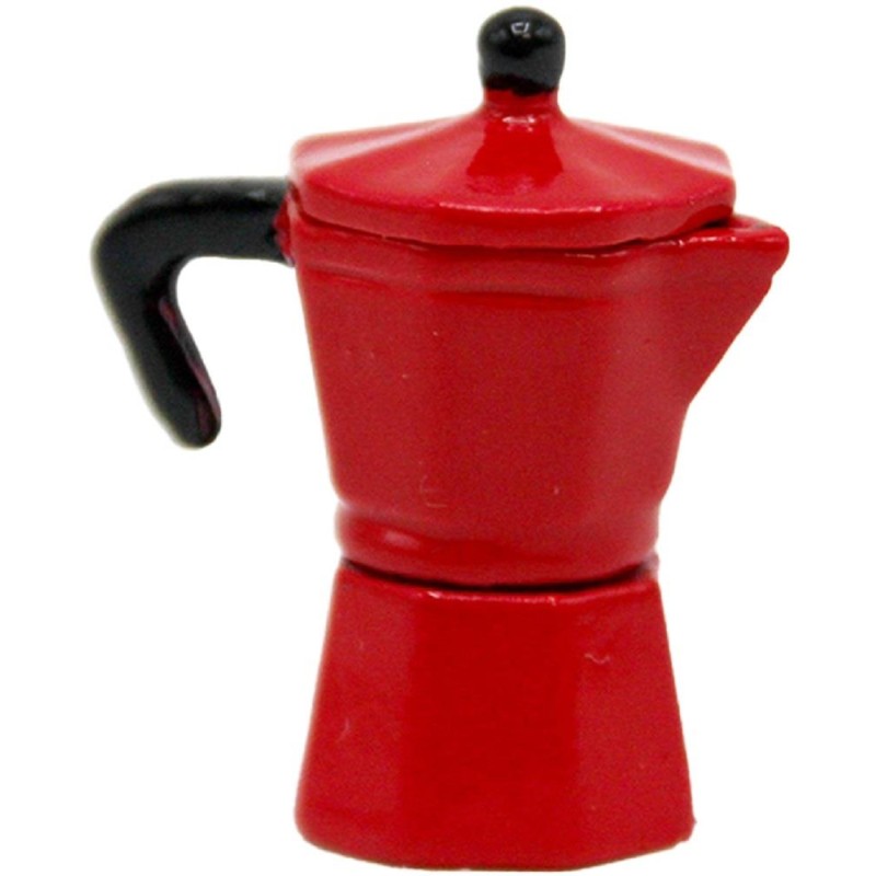 Dolls House Red Italian Espresso Coffee Pot Miniature Kitchen Stove Accessory