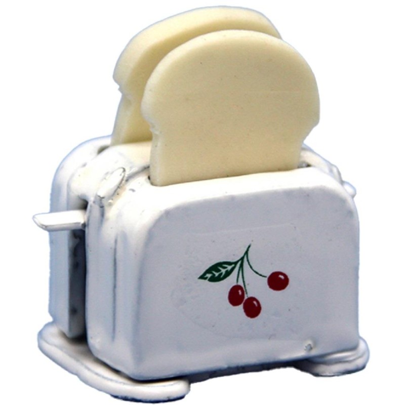 Dolls House White Cherry Toaster & Slices of Bread Miniature Kitchen Accessory