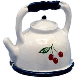 Dolls House White Cherry Kettle Metal Miniature Kitchen Accessory 1:12 Scale