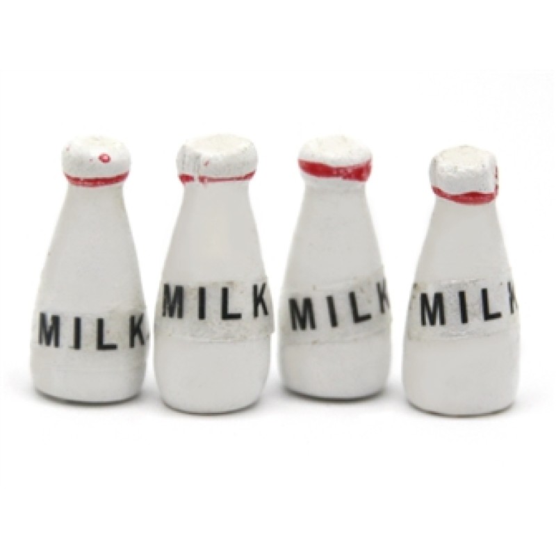 Dolls House Bottles of Milk Kitchen Shop Store Accessory 1:12 Scale