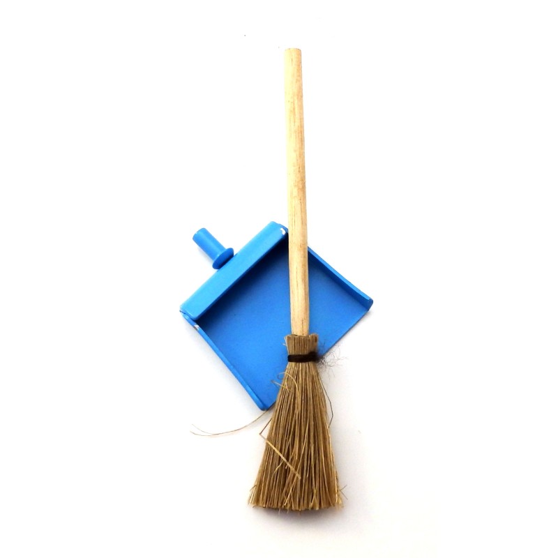 Dolls House  Dustpan & Brush Besom Broom Miniature Kitchen Cleaning Accessory