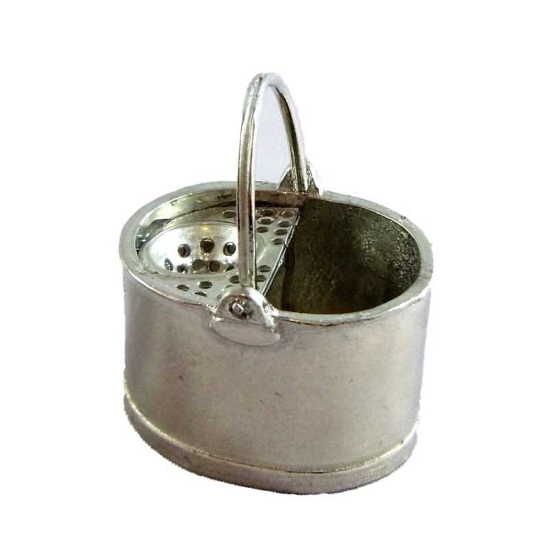 Dolls House Warwick Miniature Accessory Old Fashioned Metal Pewter Mop Bucket