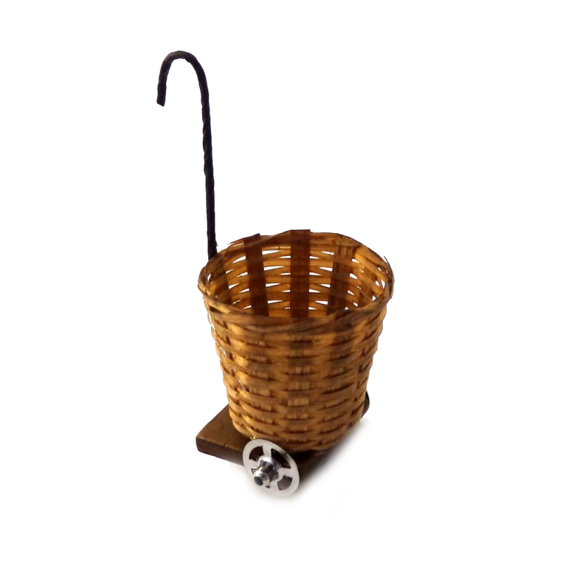 Dolls House Wicker Shopping Trolley Basket Miniature Shop Store Accessory