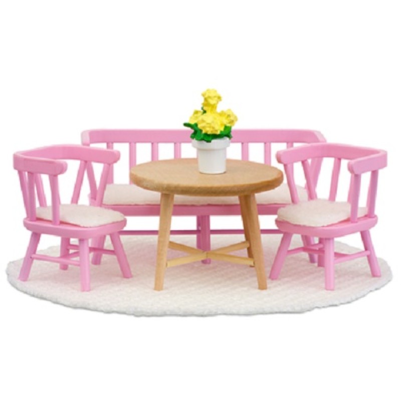 Lundby Smaland 1:18 Scale Dolls House Kitchen Furniture Table Chairs Bench Set