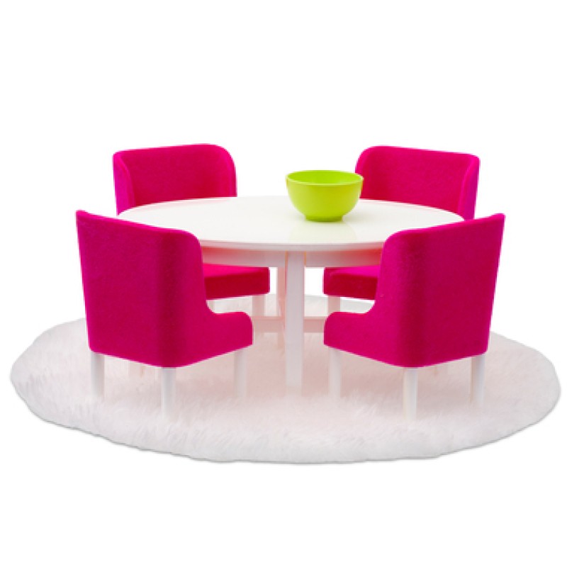 Lundby Smaland 1:18 Scale Dolls House Dining Furniture Table Chairs Rug Play Set