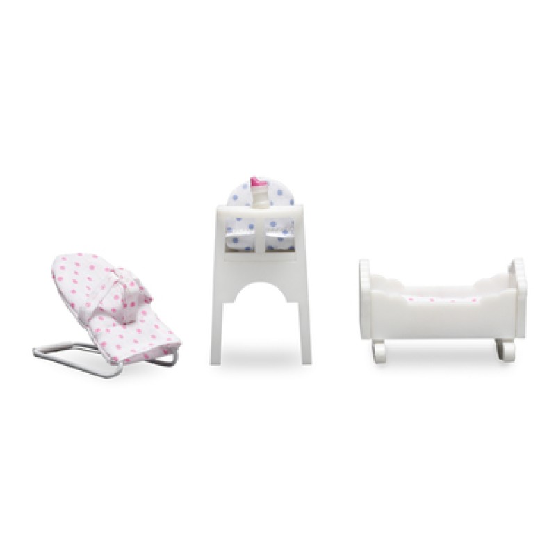 Lundby Smaland 1:18 Highchair Crib Chair Set Dolls House Nursery Baby Furniture