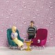 Lundby Dolls House Blue & Pink Armchair Set Miniature Living Room Furniture 1:18