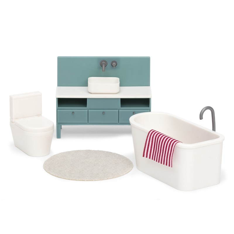 Lundby Basic Sink Unit Bath Toilet Modern Dolls House Bathroom Furniture Set