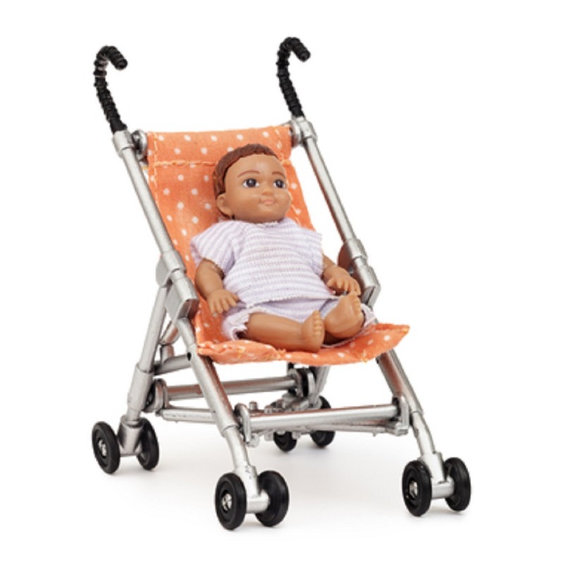 Dolls House Lundby Modern Baby & Pushchair Stroller Buggy