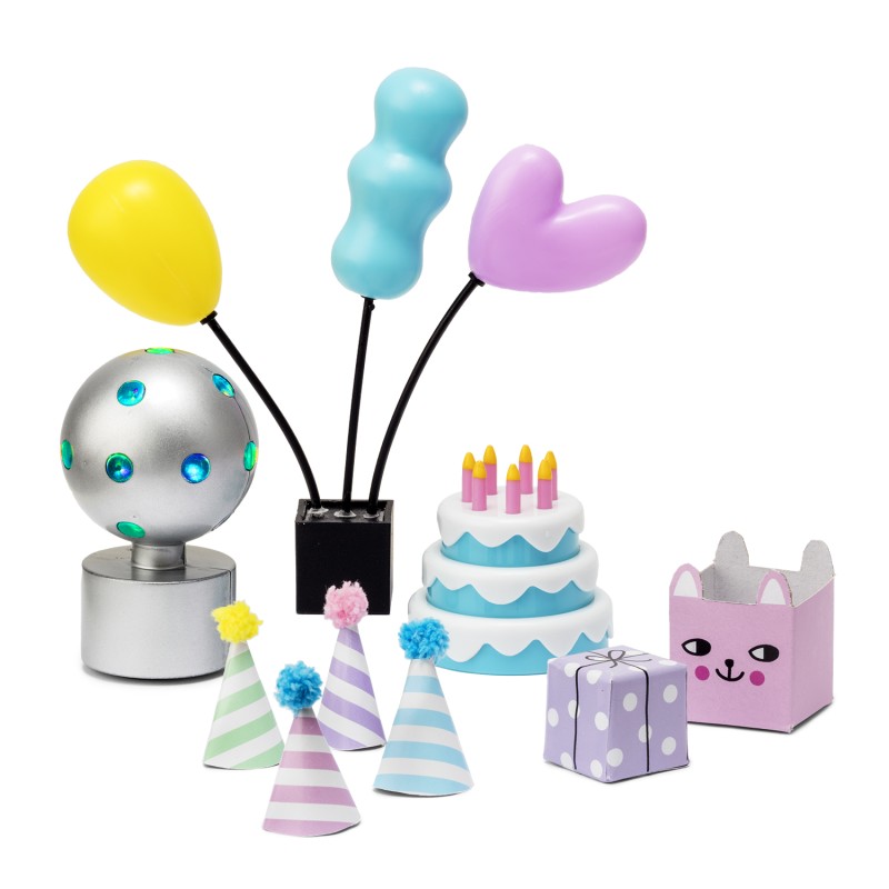 Lundby Dolls House Party Accessory Set 1:18 Scale Cake, Hats, Disco Light etc