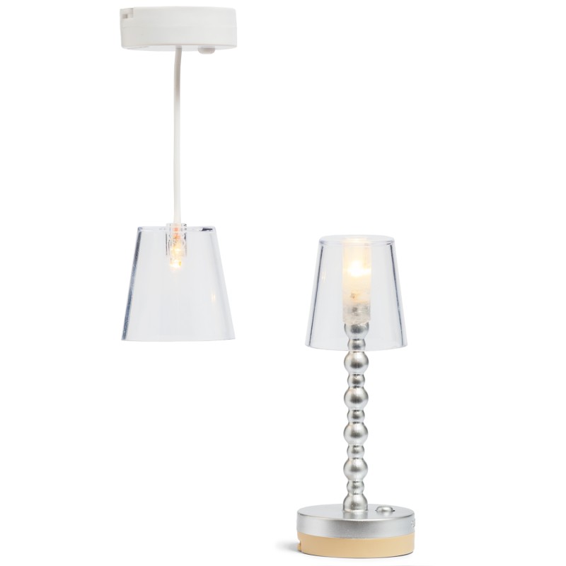 Lundby Ceiling Light & Floor Lamp Modern Dolls House Lights Battery Operated LED