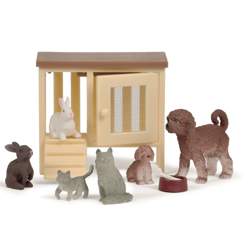 Lundby Rabbit Hutch & Animals Pet Set 1:18 Dolls House Accessories