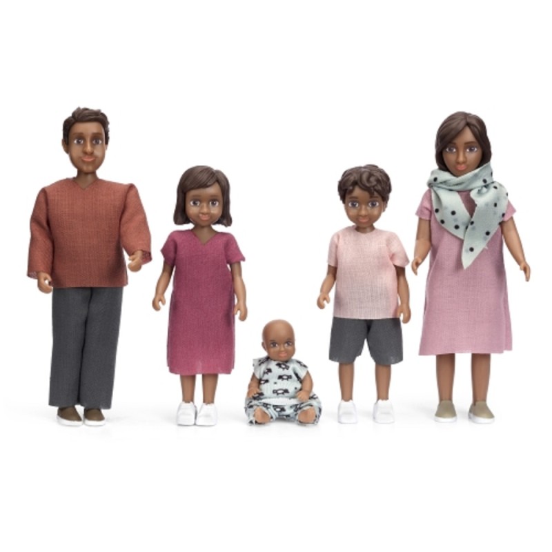 Lundby Dolls House Nikki Family Mum Dad with 2 Kids and Baby Modern People 1:18
